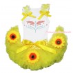 White Baby Pettitop Yellow Ruffles Bows Rhinestone Princess Anna Fever & Summer Yellow Sunflowers Newborn Pettiskirt NG1701